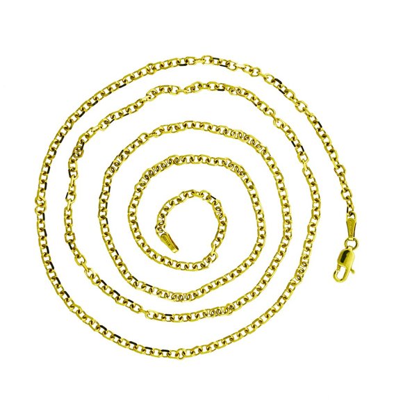 24" Cable Link Unisex Chain 14K Yellow Gold Necklace - Picture 1 of 3